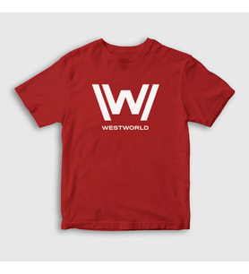 Presmono Unisex Çocuk Beyaz Logo V2 Westworld T-Shirt 223908tt (Kırmızı)