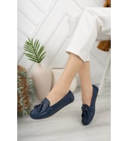 Khayt Tassel Casual Günlük Kadın Babet Ayakkabı (Lacivert)