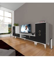 Decoraktiv Eko ON2 Mdf Dvd Gold Tv Ünitesi Tv Sehpası (Siyah - Beyaz)