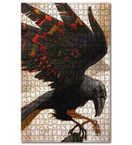 Cakapuzzle ski Renli Kanatlı Kara Karga Görseli Puzzle Yapboz MDF (Ahşap) (500 Parça)
