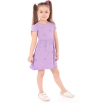 Toontoy Kız Çocuk Komple Kabartma Baskılı Elbise (Lila)