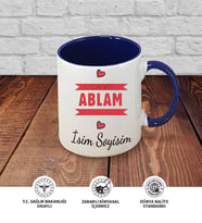 Abla Temalı Kişiye Özel İsim ve Fotoğraf Baskılı Kupa Bardak No:002 (Lacivert)