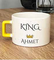 Kişiye Özel King Hediye Lüks Fincan Sevgiliye Hediye (Sarı)