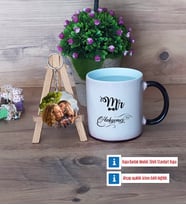 Eşe Hediye Mr Kupa Bardak Beyaz ve Fotoğraflı Ahşap Anahtarlık Hediye Yıl Dönümü Hediyesi (Model 9)