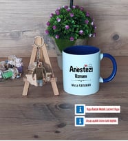 Anestezi Uzmanı Kupa Bardak Beyaz ve Fotoğraflı Ahşap Anahtarlık Hediye (Model 3)