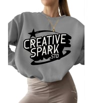 Sweatshirt Yaratıcı kıvılcım Baskılı unisex bisiklet yaka erkek 3 iplik şardonlu kadın kalın Bej (Gri)