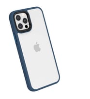 iPhone 12 Pro Kılıf Parmak izi yapmayan Şeffaf Kamera Korumalı (Mavi)