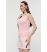 Kadın %100 Pamuklu Geniş Askılı Tişört (Pembe)