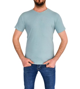 Erkek Sıfır Yaka Tişört T-523 BGL-ST01833 (Mint Yeşili)