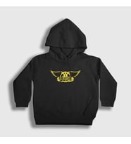 Presmono Unisex Çocuk Beyaz Yellow Aerosmith Kapüşonlu Sweatshirt 7299tt (Siyah)