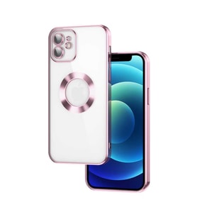 Uyumlu Model Apple iPhone 11 Kılıf Kamera Korumalı Logo Gösteren Şeffaf Kapak (Rose)