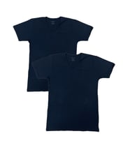 Erkek Elastan V Yaka Kısa(Yarım) Kol 2 Adet T-Shirt (Siyah)