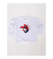 Spiderman baskılı örümcek adam pamuklu kumaş çocuk sweatshirt (Beyaz)