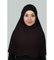 Hazır Türban Pratik Eşarp Tesettür Hijab - Namaz Örtüsü (XL) (Koyu Kahverengi )