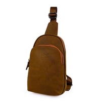 KANGAROO KINGDOM Hakiki Deri Crazy Horse Füme Erkek Body Bag Sırt Çantası 8155-ZF (Haki)