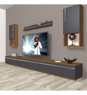 Decoraktiv Eko 270TA Mdf Tv Ünitesi Tv Sehpası (Antrasit - Ceviz)