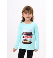 Toontoy Kız Çocuk Nutella Baskılı T-Shirt (Mint Yeşili)