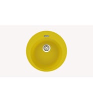 POLEX Cristalüx Granit Eviye P-06 Tezgah Altı Ve Tezgah Üstü Oval Mutfak Evyesi 51,5x51,5cm (Sarı)