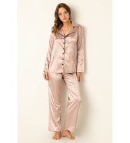 DoReMi Uzun Kollu Saten Pijama Takımı (Süt Kahve)