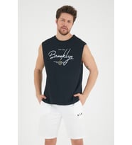 Süperlife Erkek Bisiklet Yaka Regular Fit Brooklyn Baskılı Tişört SPR22TS115 (Siyah)