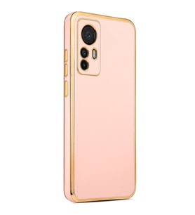 Xiaomi Mi 12T Kılıf Kenarları Gold Kamera Korumalı Renkli Pastel Silikon Siyah BARK (Rose - Gold)