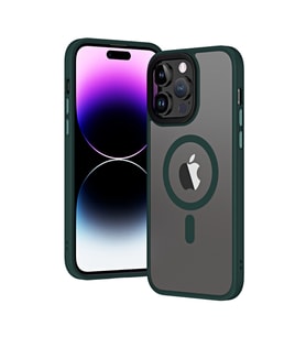 Vendas iPhone 13 Pro Uyumlu (13 Pro) Hibrit Serisi Wireless Şarj Özellikli Magic Magsafe Kılıf (Koyu Yeşil)