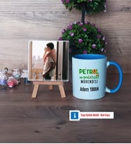 Petrol ve Doğalgaz Mühendisi Fotoğraflı Dekoratif Taş, Kupa Bardak Beyaz Hediye (Model 4)