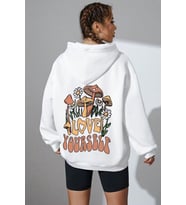 Unisex Oversize Love Yourself Baskılı Sweatshirt (Beyaz)
