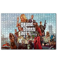 Cakapuzzle GTA 5 Oyun Posteri Tüm Karakterler  Puzzle Yapboz MDF (Ahşap) (500 Parça)
