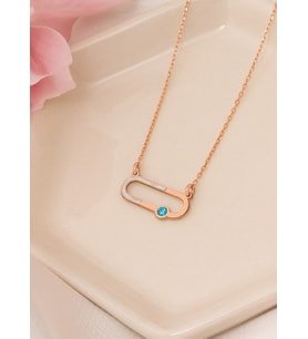 MİNELİ DOĞUM TAŞLI ATAÇ KOLYE (Rose)