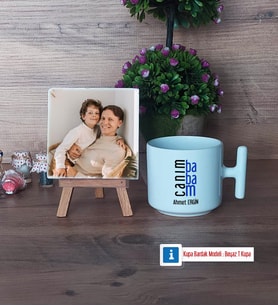 Babaya Hediye Fotoğraflı Dekoratif Taş, Kupa Bardak Beyaz Hediye (Model 12)
