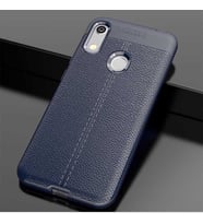 Huawei Honor 8A Kılıf Deri Tarzı Niss Silikon Case (Lacivert)