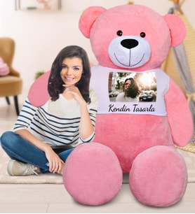 180 cm Kendin Tasarla Tişörtlü Tatlım Peluş Ayıcık (%100 Yerli) (Pembe)