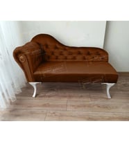 Dekoratif Bihter Koltuk Josefin Puf 120 cm Beyaz Ayak (Kahverengi)