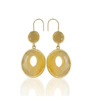 Kadir Jewellery 22 Ayar Altın Kaplama Kadın Taşlı Küpe -El İşçiliği Ve Hipoalerjenik Küpe (Sarı)