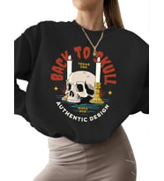 kadın Kafatasına dönüş - otantik tasarım Baskılı unisex Sweatshirt Bej Sweatshirt 3 iplik şardonlu (Siyah)