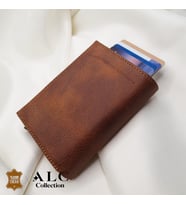 ALC Collection Hakiki Deri Mekanizmalı Renk Seçenekli Kadın ve Erkek Kartlık Cüzdan (Kahverengi-Kahve)