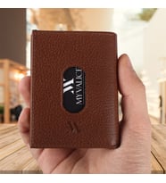My Valice Unisex Hakiki Deri Cüzdan ve Kartlık 1819 (Taba)