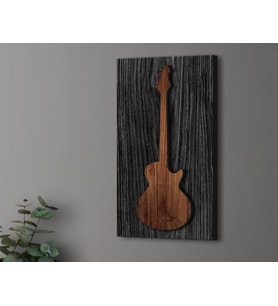 BK Gift Kabartma Gitar Tasarımlı Siyah(Ebony) Ahşap Tabela 61cm, Home Bar Tabela, Rustik Ev Dekorasyonu, Duvar Dekoru (Model 2)