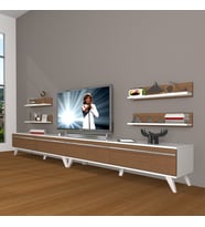 Decoraktiv Eko 360R Mdf Retro Tv Ünitesi Tv Sehpası (Beyaz - Ceviz)