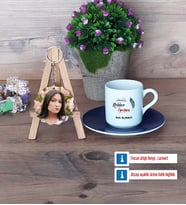 Rehber Öğretmen Türk Kahvesi Fincanı Ahşap Altlıklı ve Fotoğraflı Ahşap Anahtarlık Hediye (Model 4)