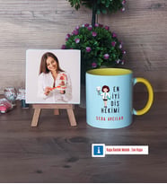 En İyi Diş Hekimi Fotoğraflı Dekoratif Taş, Kupa Bardak Beyaz Hediye (Model 7)