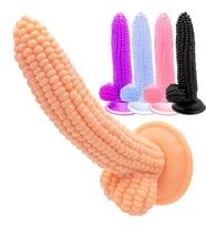 Carmine Vantuzlu Büyük Boy Silikon Mısır Dildo (Mor)