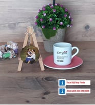 Sevgiliye Hediye Türk Kahvesi Fincanı Ahşap Altlıklı ve Fotoğraflı Ahşap Anahtarlık Hediye (Model 6)