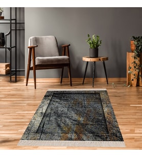 Ağaç Doğa Desenli Dijital Baskı Yıkanabilir Kaymaz Taban Modern Salon Halısı Yolluk (Gri)