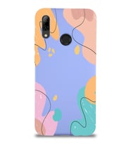 PrintiFy Huawei P Smart 2019 Uyumlu Lansman Kılıf Karışık Renkler Tasarımlı İçi Kadife Kapak (Lila)