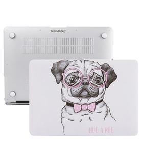 MacBook Air Kılıf HardCase A1369 A1466 2017 Öncesi Uyumlu Koruyucu Kılıf Dog02 (Gri - Pembe)