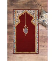 EVDEYA Dijital Baskılı Yıkanabilir Şık Motifli Namazlık Seccade 70x130 Cm 18 Gri (Kırmızı)
