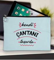 BK Gİft Kişiye Özel Kendin Tasarla Tablet Çantası 30x21cm ( 12 Renk Seçeneği), Ipad Çantası, Baskılı Tablet Kılıfı (Açık Mavi)