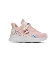 Günlük Kız Çocuk Sneaker Işıklı Hologram Cırtlı Hello Kitty Ayakkabı 1907 (Pudra - Beyaz)